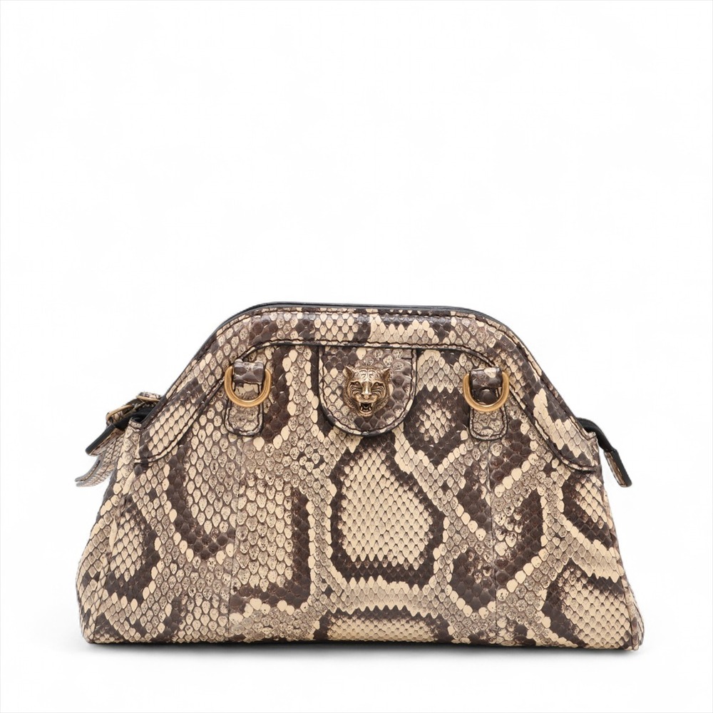 Gucci Bag Tiger Beige Marmont Head GG Python Shoulder